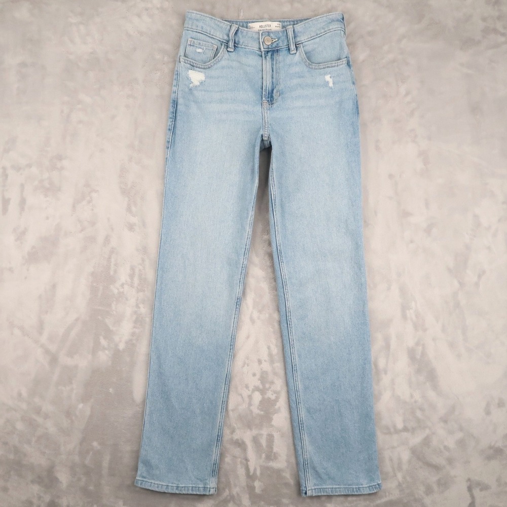 Hollister Jeans Womens 0R W25 Fit 25x31 Light Wash High-Rise Straight Distressed